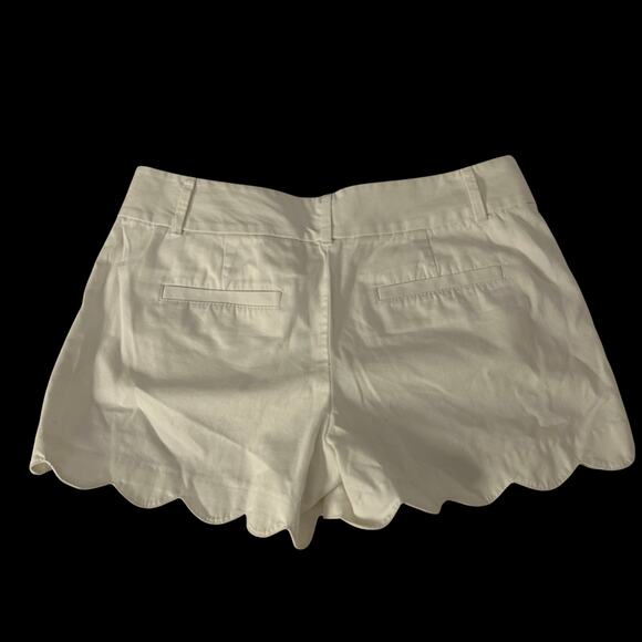 LOFT White Riviera Scalloped Hem Cotton Shorts Womens Size 6 Summer Preppy - Picture 6 of 12